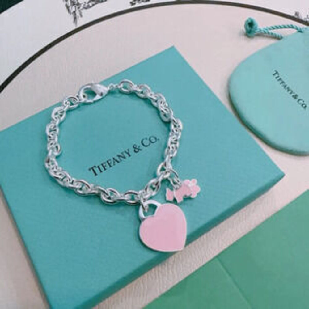 Tiffany & Co. Pink Heart Silver Bracelet